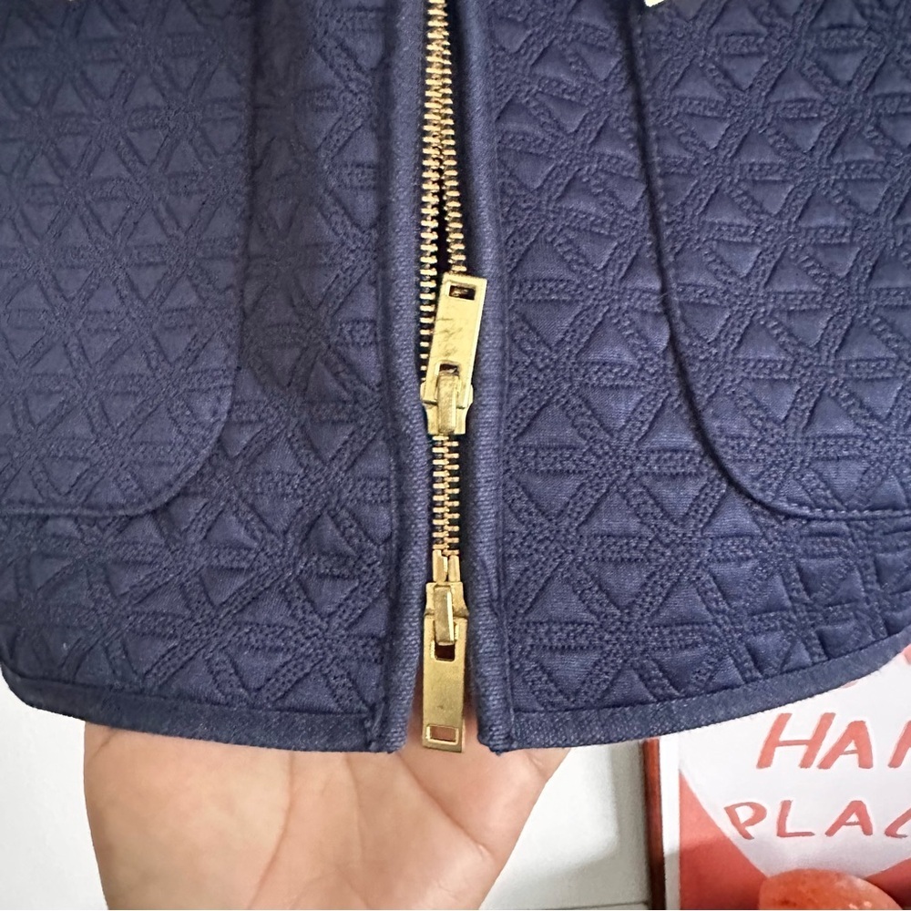 J. Crew Navy Quilted Short Sleeve Blazer - Picture 5 of 9